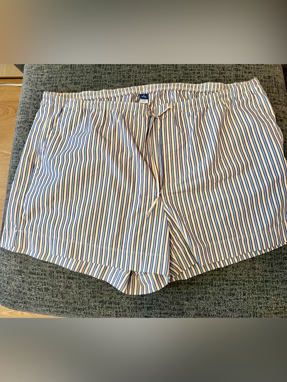 Old Navy Blue and Tan Striped Lounge Shorts
